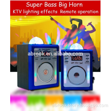 Disco light mini portable wooden speaker box